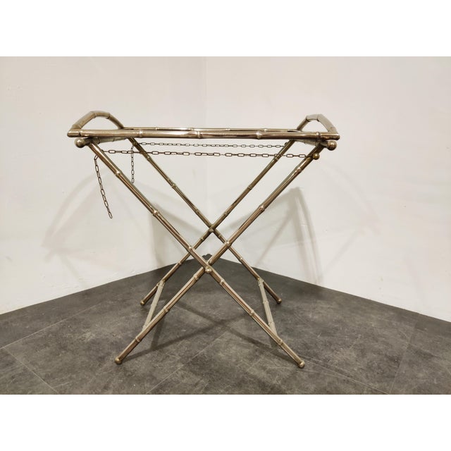 Hollywood Regency Vintage Faux Bamboo Folding Table, 1950s For Sale - Image 3 of 8