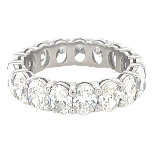5.00 Carat Oval Diamond Eternity Band, Platinum, Size 6 For Sale