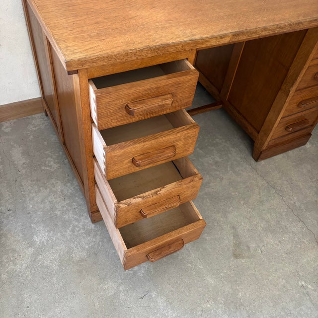 Vintage Wooden Brown Desk For Sale - Image 4 of 8