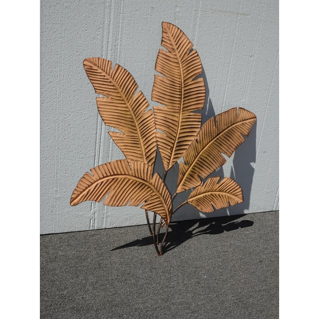 Coastal Picture 35" Tall Brown Metal Leaf Clutter Palm Art Wall Decor For Sale - Image 3 of 16