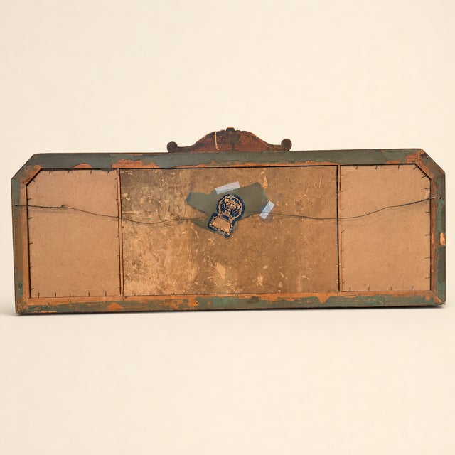 Antique 1920s La France Jacquard Tapestry Ship Mirror With Carved Crest For Sale In New York - Image 6 of 7