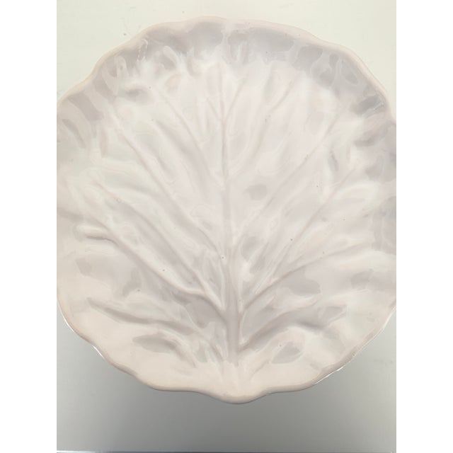 Vintage White Cabbage Leaf Appetizer Plates, Made in Portugal Set of