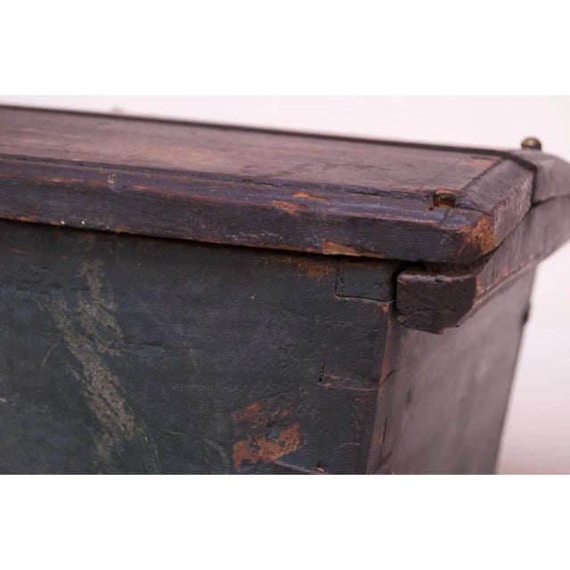 Early Americana Painted Wood Monogrammed Trunk For Sale In New York - Image 6 of 12