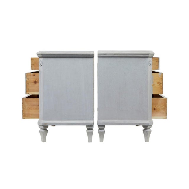 Gustavian (Swedish) Antique Swedish Hand Painted Chest of Drawers, 1890, Set of 2 For Sale - Image 3 of 9