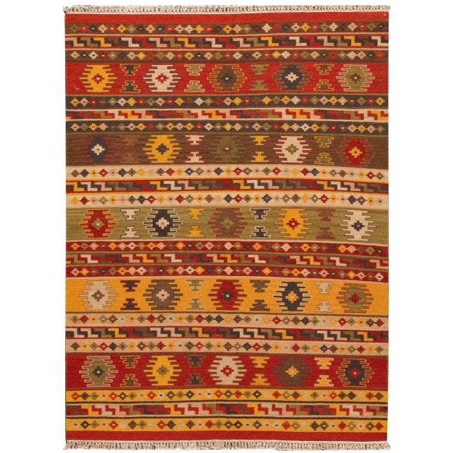 21st Century Contemporary Kilim Rug 5 '8'' X 7' 8'' For Sale - Image 12 of 12
