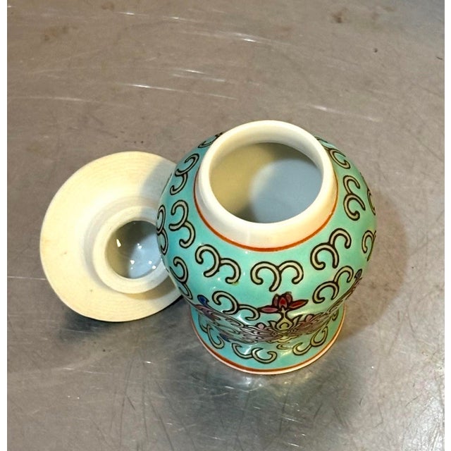 Chinese Mini Aqua Blue Ceramic Chinese Ginger Jar For Sale - Image 3 of 5