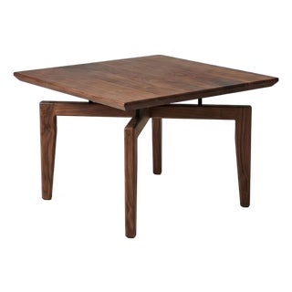 Solid Wood Coffee Table, Black Walnut Square Coffee Table, Handmade Sculptural Center Table For Sale