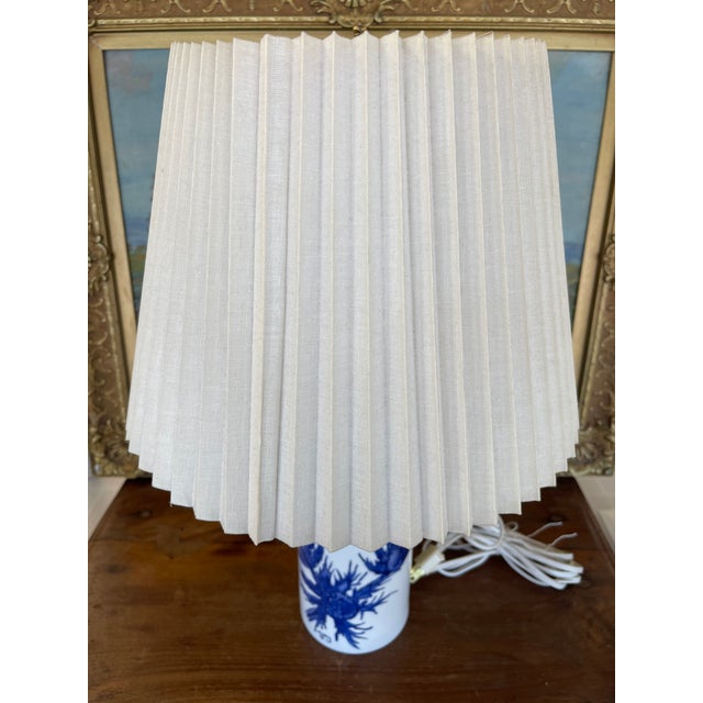 1960s Mid-Century Modern Hand-Painted Thistle Lamp Royal Copenhagen Aluminia, Denmark For Sale - Image 4 of 9