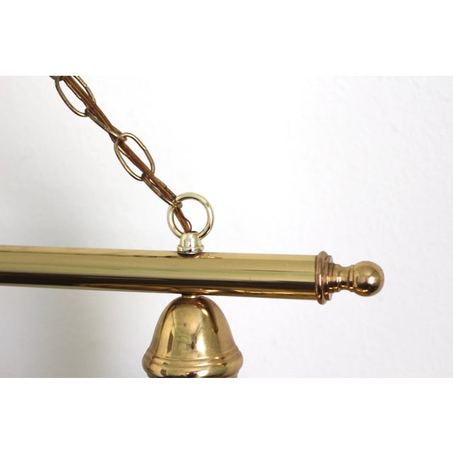 1970s Large Brass Double Pendant Fixture For Sale - Image 4 of 10