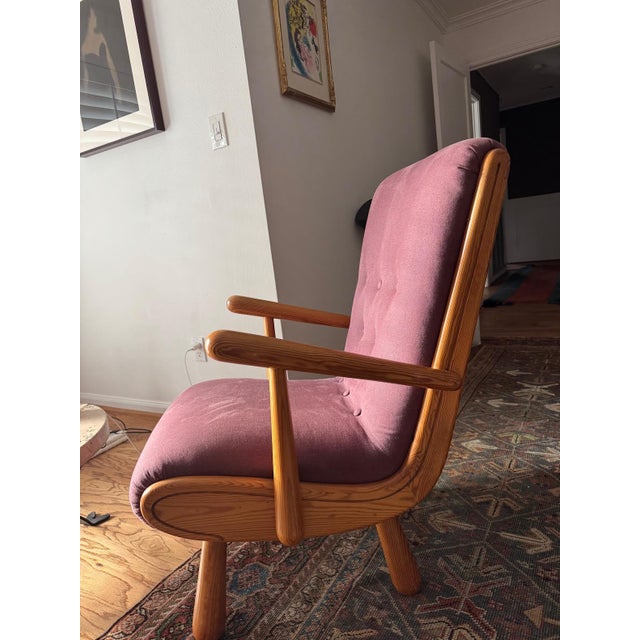 Pair of Scandinavian Armchairs reupholstered in Purple fabric from Loro Piana called Bangor Sassicaia AL2025 H 35 in. x W...