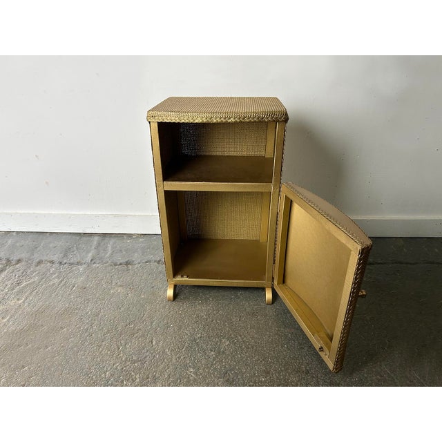 Gold Vintage Bedside Cabinet in Champagne Gold Woven Fibre from Lloyd Loom, 1940s For Sale - Image 8 of 11
