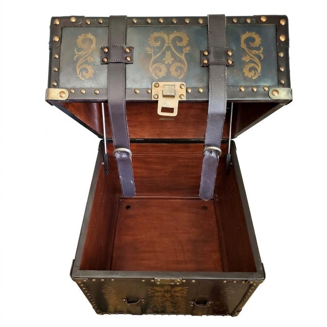 Rare Frontgate Special Edition Etched and Brass Trunk Tables (Coffee & 2 End Tables) - 1 of 135 For Sale - Image 9 of 9