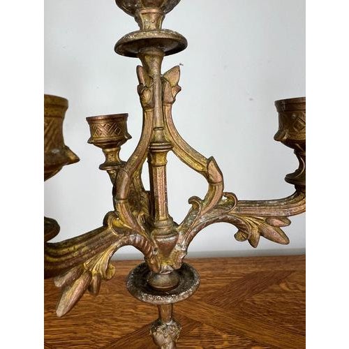 Vintage French Style Mantel Clock with Matching Candelabras, Set of 3 For Sale - Image 17 of 18