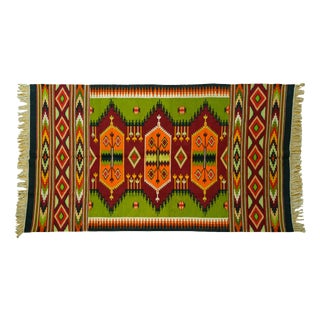 Vintage Romanian Kilim-Style Handwoven Wool Rug, 1970s For Sale