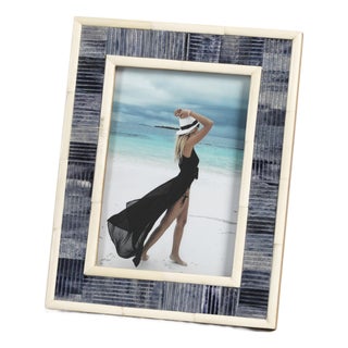Mendocino Blue Carved Bone Photo Frame, 5" x 7" For Sale