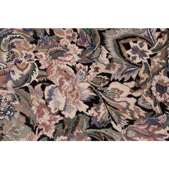 Textile Shabby Chic Pak-Persian Black/Gray Wool Round Rug- 8'10'' X 9'0'' For Sale - Image 7 of 9