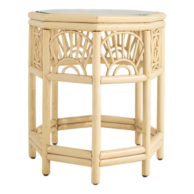 20th Century France Warm Ivory Carved Fretwork Side Table For Sale