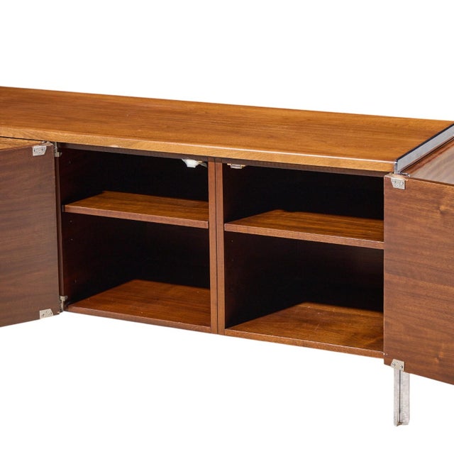 Wood Alexis Yermakov for Stow & Davis Electra Series Mid Century Walnut and Chrome Credenza For Sale - Image 7 of 10
