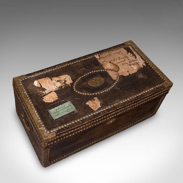 Antique Etonian Steamer Trunk, English, Leather, Travel Chest, Victorian, c.1880 For Sale - Image 9 of 12