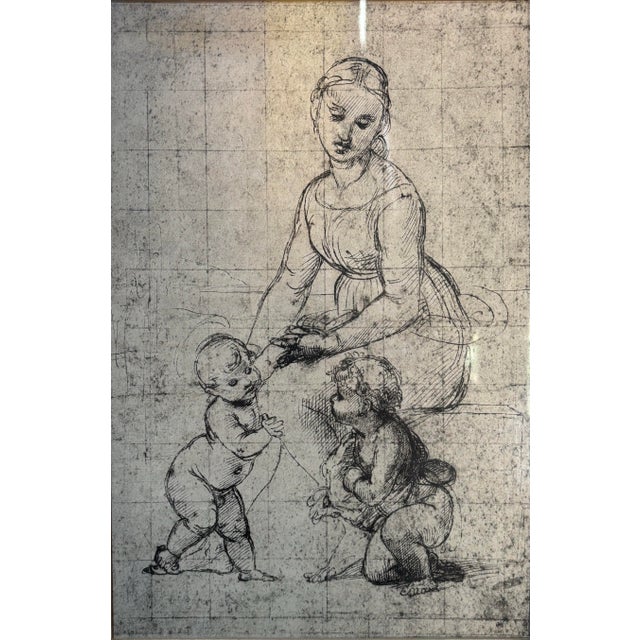 Renaissance Raphael Reproduction Print of Study for La Belle Jardiniere Circa 1506-1507 For Sale - Image 3 of 8