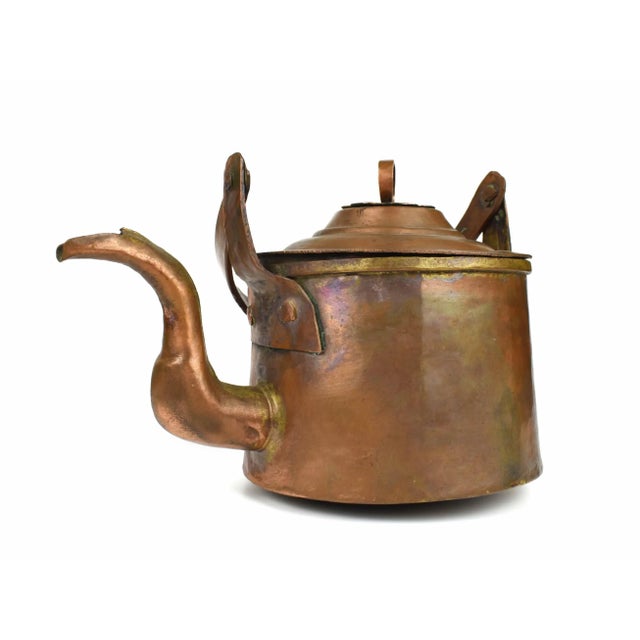 Metal Antique 19th Century French Dovetailed Handmade Hand Hammered Copper Tea Kettle Pot For Sale - Image 7 of 12