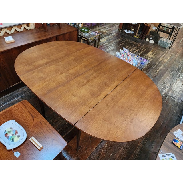 Mid-Century Modern Vintage Mid Century Modern Broyhill Brasilia Drop Leaf Dining Table | Sculpted Walnut Expandable Table | Iconic MCM Furniture For Sale - Image 3 of 5