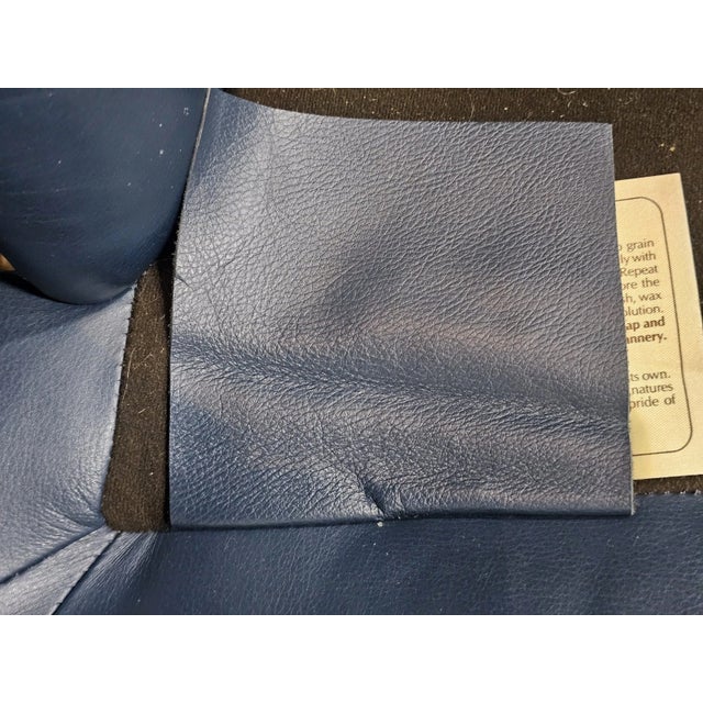 Blue Late 20th Century Hancock & Moore Blue Leather Club Chair Arm Chair W Match Ottoman For Sale - Image 8 of 12