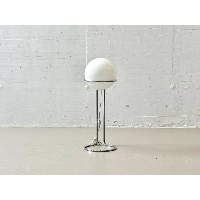 1970s Space Age Floor Lamp with Opal Glass Globe and Chrome Frame, 1970s For Sale - Image 5 of 18