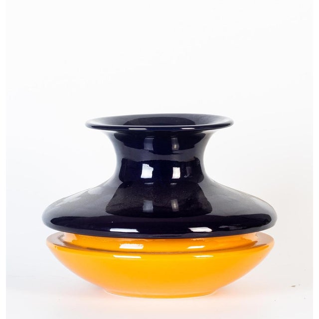 Vintage Space Age Two-Tone Ceramic Vase by Cermac, Italy, 1970s For Sale - Image 3 of 7