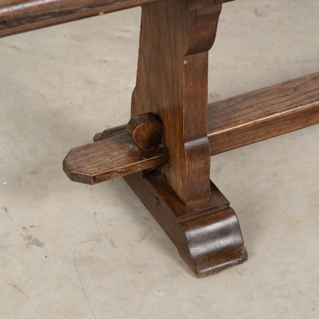 Early 20th Century French Chestnut Trestle Bench For Sale - Image 11 of 13