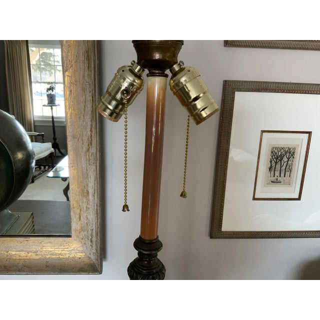 1950s Vintage 1950s Brass and Marble Table Lamp With Hubbell Socket For Sale - Image 5 of 13