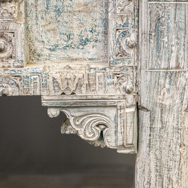 Carved & Painted Console Table Made From an Antique Rajasthani Door For Sale In Denver - Image 6 of 12
