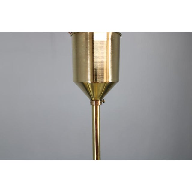 Czech Art Deco Brass Chandelier with Globe and Opaline Shades, 1930s For Sale - Image 11 of 18