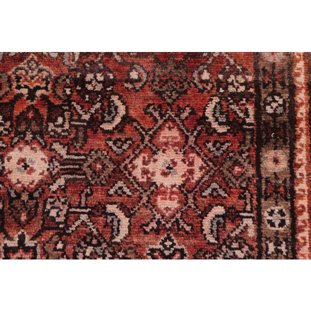 1980s Antique Tabriz Red/Brown Wool Runner Rug- 3'4'' X 10'5'' For Sale - Image 5 of 10