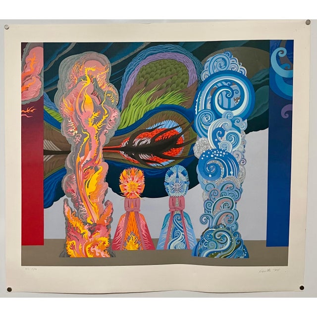 Fire Tower Water Tower (1974) Silkscreen Lithograph by Wolfgang Hutter Wolfgang Hutter (1928 – 2014) was a painter,...