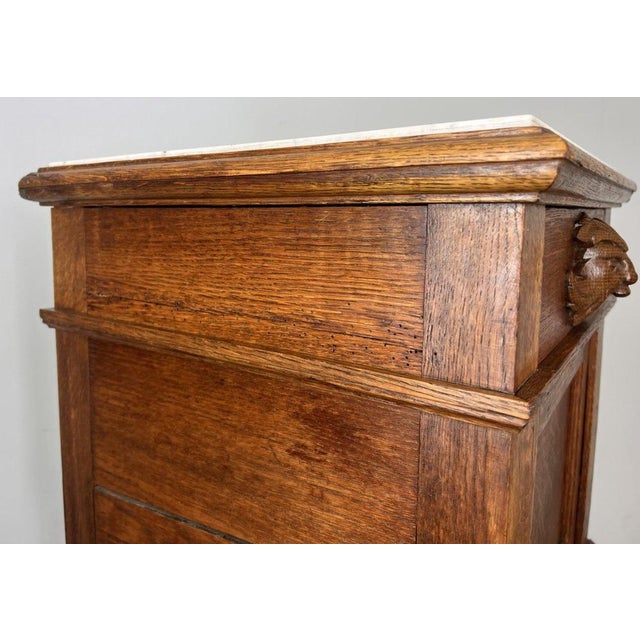 French Oak Bedside Table with Marble Top For Sale - Image 15 of 16