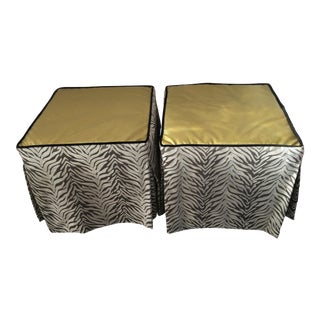 Custom Made Slipcovered Ottomans - a Pair For Sale