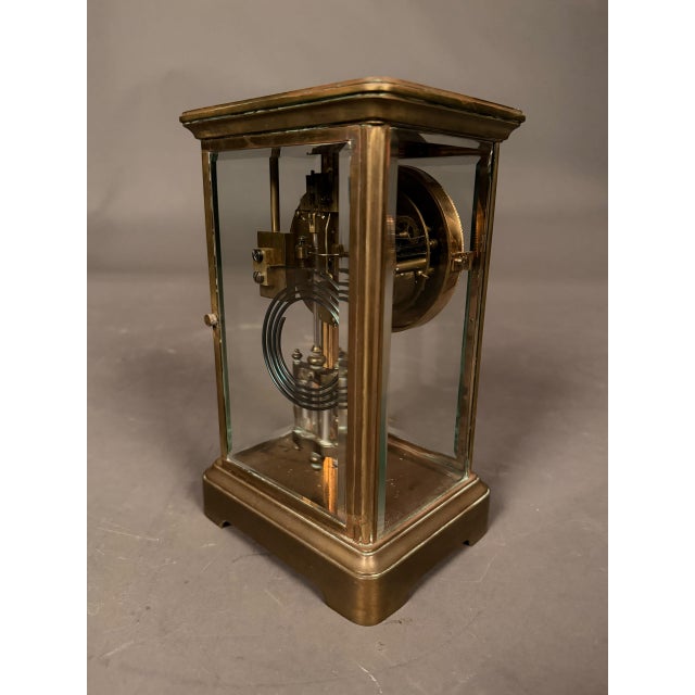 Brass Late 19th Century French Crystal Regulator Clock With Brass Case, Circa 1890 For Sale - Image 8 of 17
