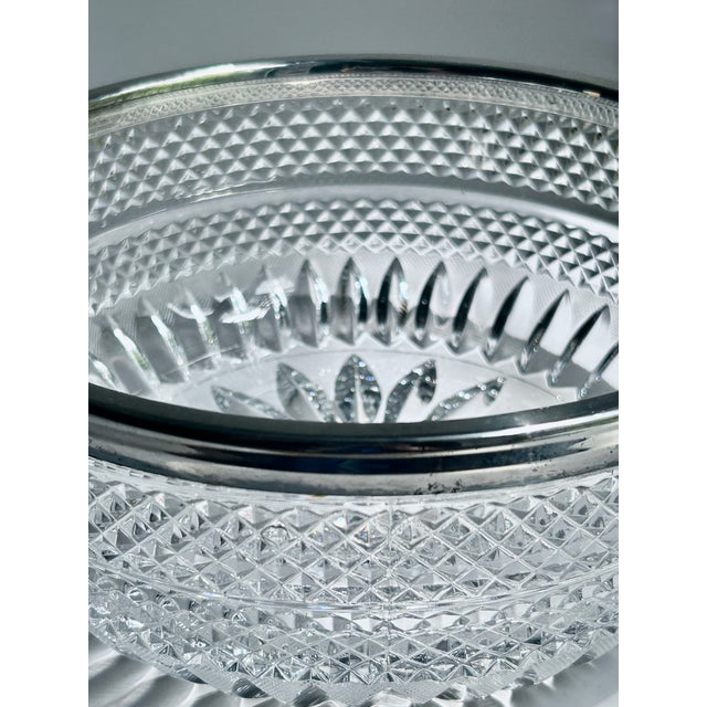 Metal Mid 20th Century Stamped German Silver Plate Rimmed Clear Lead Crystal Serving Bowl For Sale - Image 7 of 18