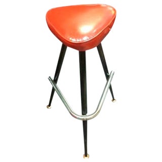 Red Bowling Alley Bar Stool For Sale