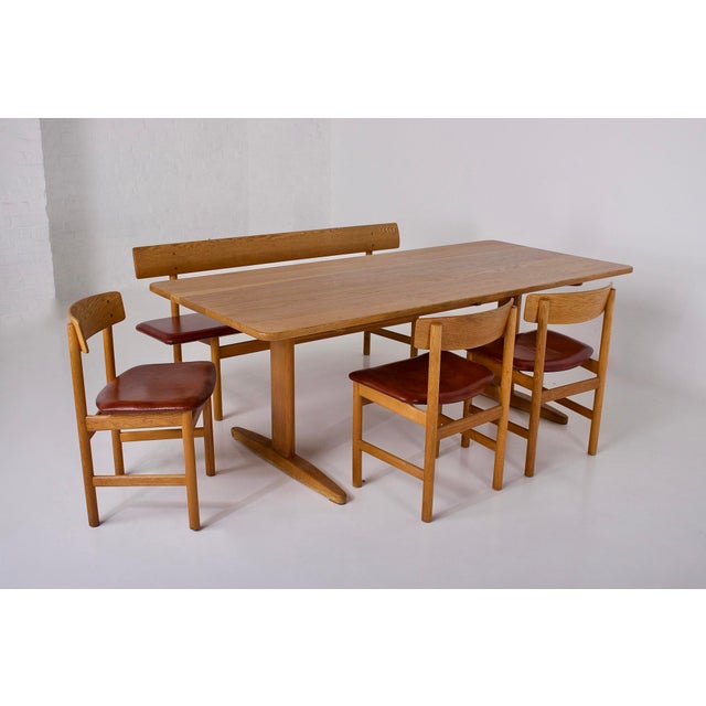 Vintage Bench in Cognac Oak and Leather by Børge Mogensen, 1960s For Sale - Image 10 of 13