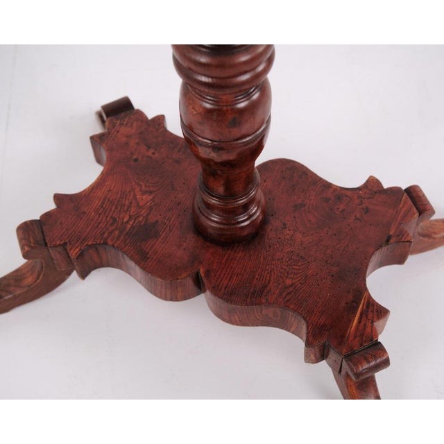 Antique Mahogany Side Table with Turned Pedestal Base and Profiled Top For Sale - Image 10 of 11