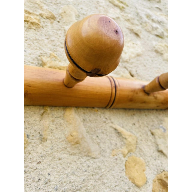 Brown Mid-Century Faux Bamboo Wall Mount Coat Rack, 1950s For Sale - Image 8 of 18