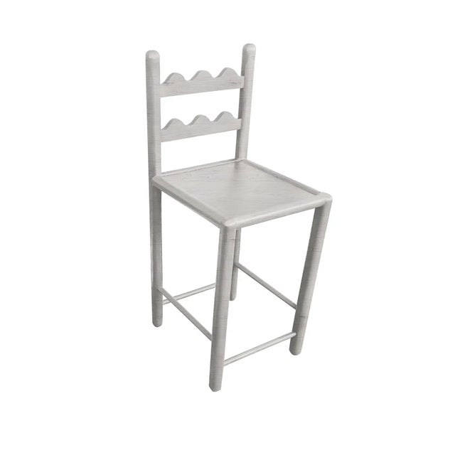 Solid Oak Country French Counter Stools Antique White -Set of 4 For Sale - Image 4 of 5