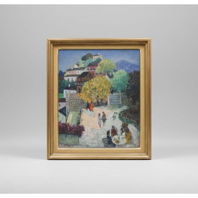 Francis Smith (Portugal, France, 1881-1961) oil painting on canvas, titled 'Jardin'. Signed at lower left. Gilt frame...