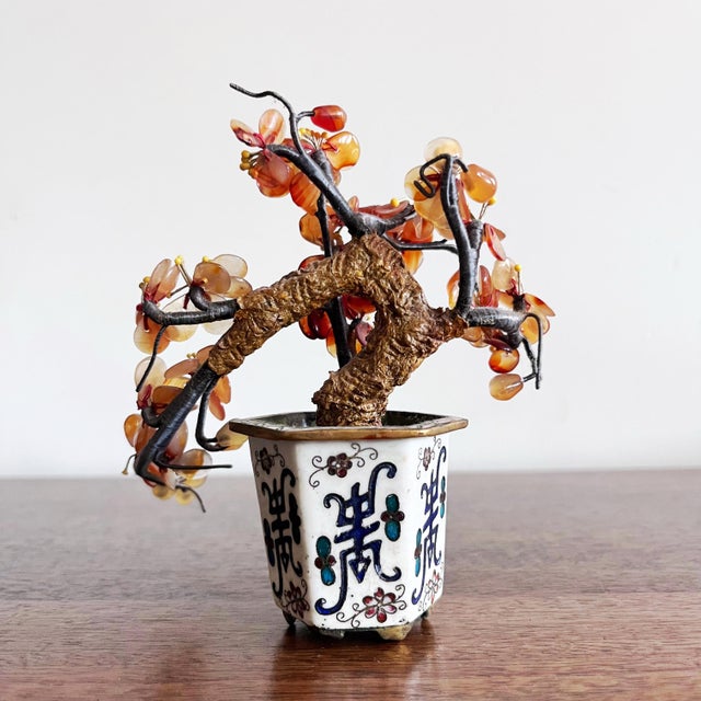 Chinese Vintage Chinese Carnelian Stone Maple Tree For Sale - Image 3 of 4