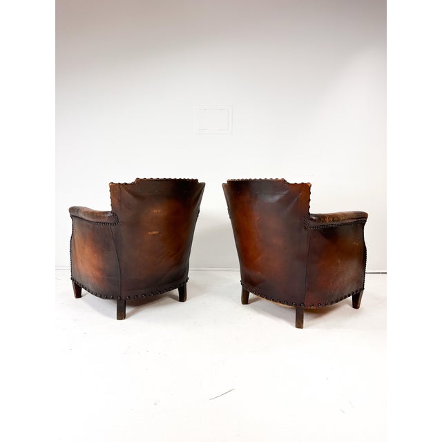 Otto Schultz Pair of Antique European Leather Club Chairs (Circa 1920s/30s) For Sale - Image 4 of 11