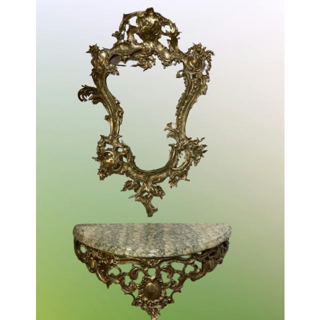 1960s Bronze Wall Console and Mirror, 1960s, Set of 2 For Sale - Image 5 of 18