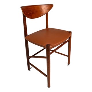 Rare Mid-Century Danish Modern Model 317 Chair in Teak & Leather Attributed to Peter Hvidt & Orla Mølgaard for Søborg Møbelfabrik, Denmark, C. 1960s For Sale