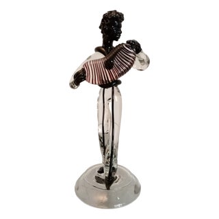 Anzolo Fuga, Murano Glass Sculpture Accordion Player, 1950s, Glass For Sale